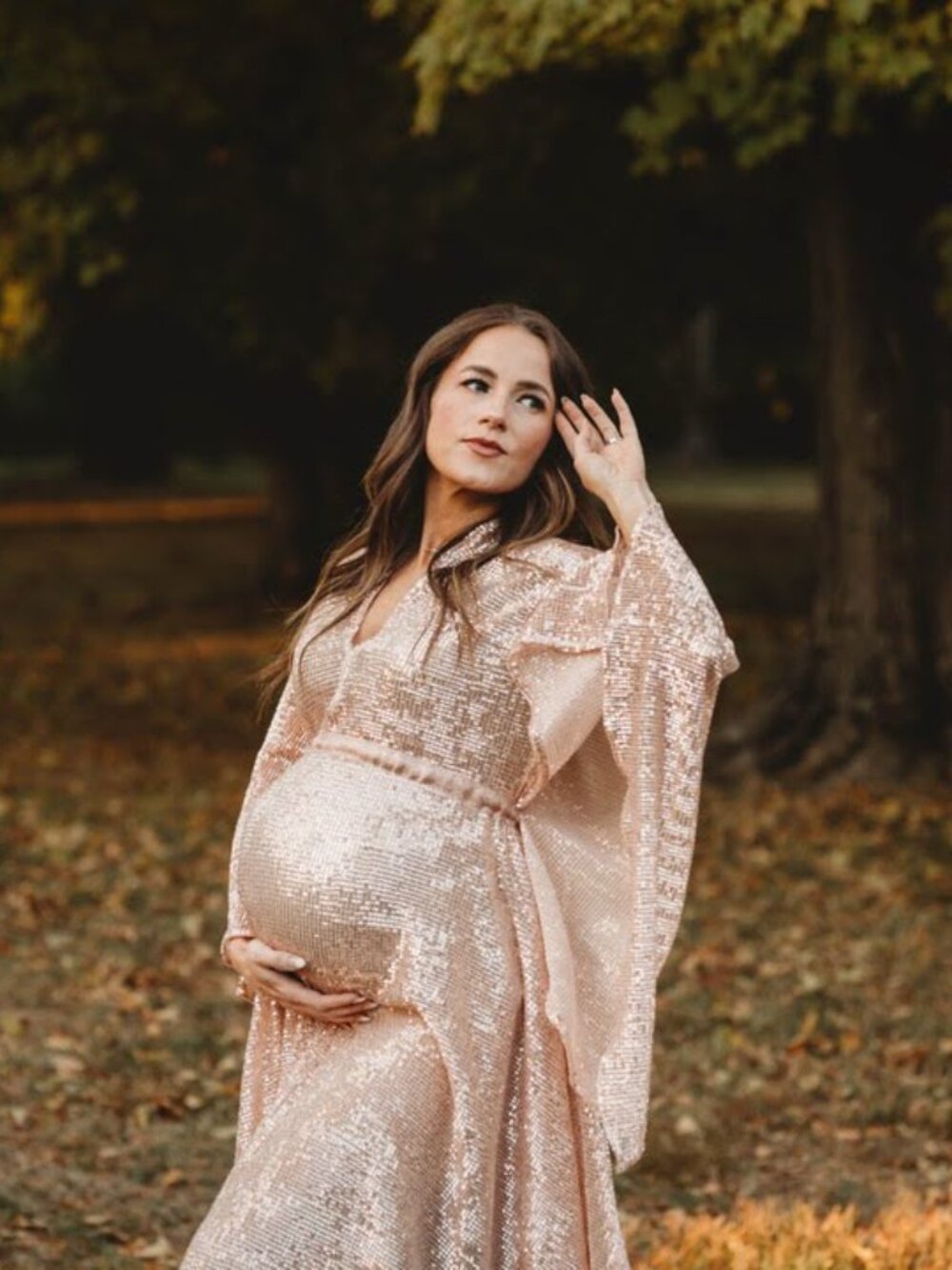 Flutter Handmade Sequin Pink Maternity Gown Dress Photoshoot One Size
